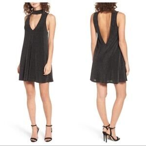 NWT Show Me Your MuMu Friday Black Choker Cut out Dress XS Metallic Black
